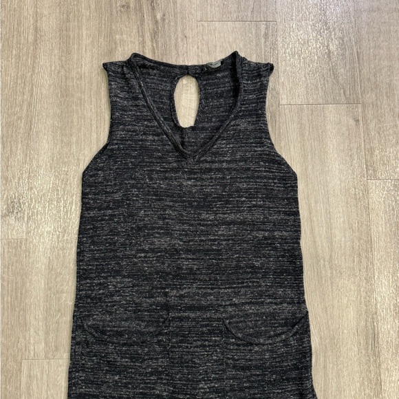 Zara Knit Sleeveless V-Neck Jumpsuit Women Size Medium Gray Linen Blend Pockets - Picture 5 of 16